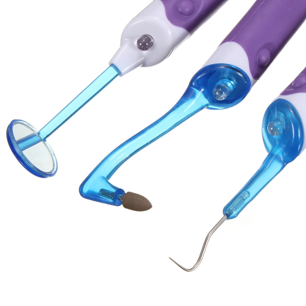 LED Oral Dental Mirror Plaque Verwijder Tand Stain Eraser Set