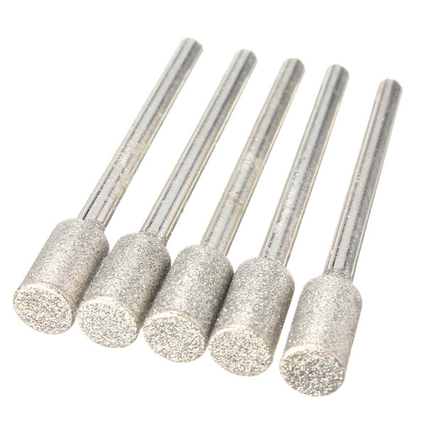 5 stuks 3mm schacht 6mm hoofd Diamant Rotary Burr-bestand voor Dremel