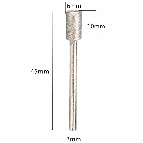 5 stuks 3mm schacht 6mm hoofd Diamant Rotary Burr-bestand voor Dremel