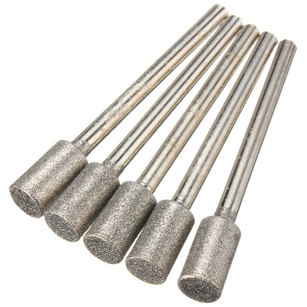 5 stuks 3mm schacht 6mm hoofd Diamant Rotary Burr-bestand voor Dremel