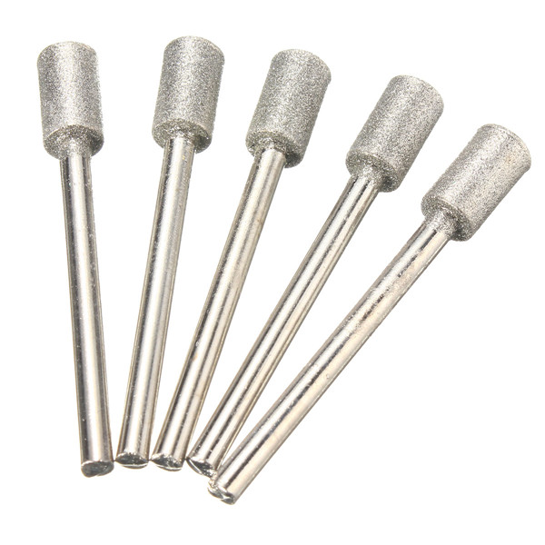 5 stuks 3mm schacht 6mm hoofd Diamant Rotary Burr-bestand voor Dremel