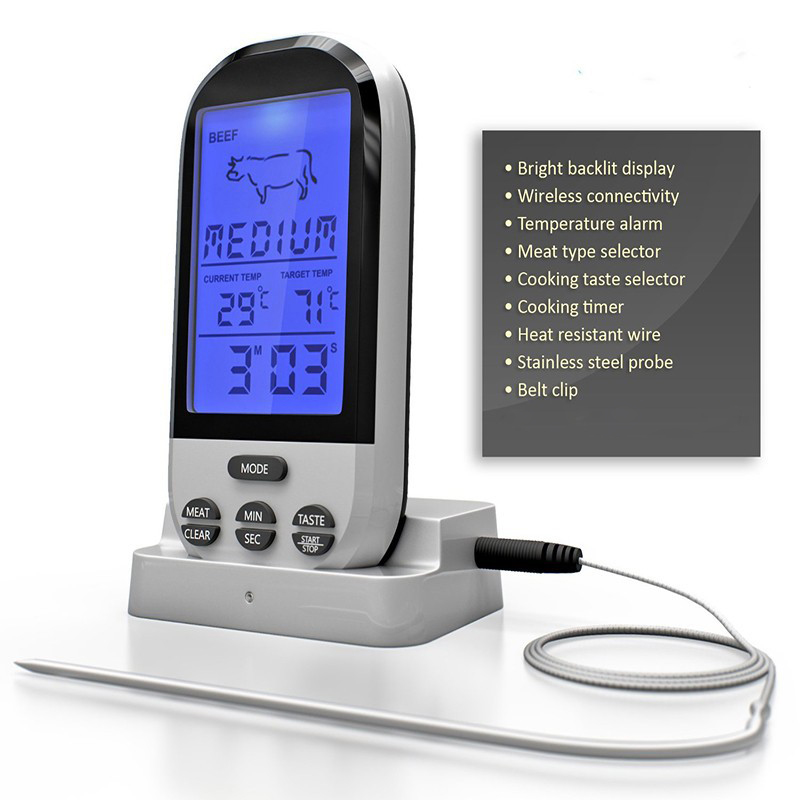 Draadloze afstandsbediening Eten Vlees BBQ Thermometer Huis Keuken Kook Oven Thermometer